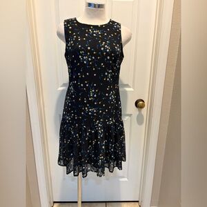 Floral Sleeveless Black Dress